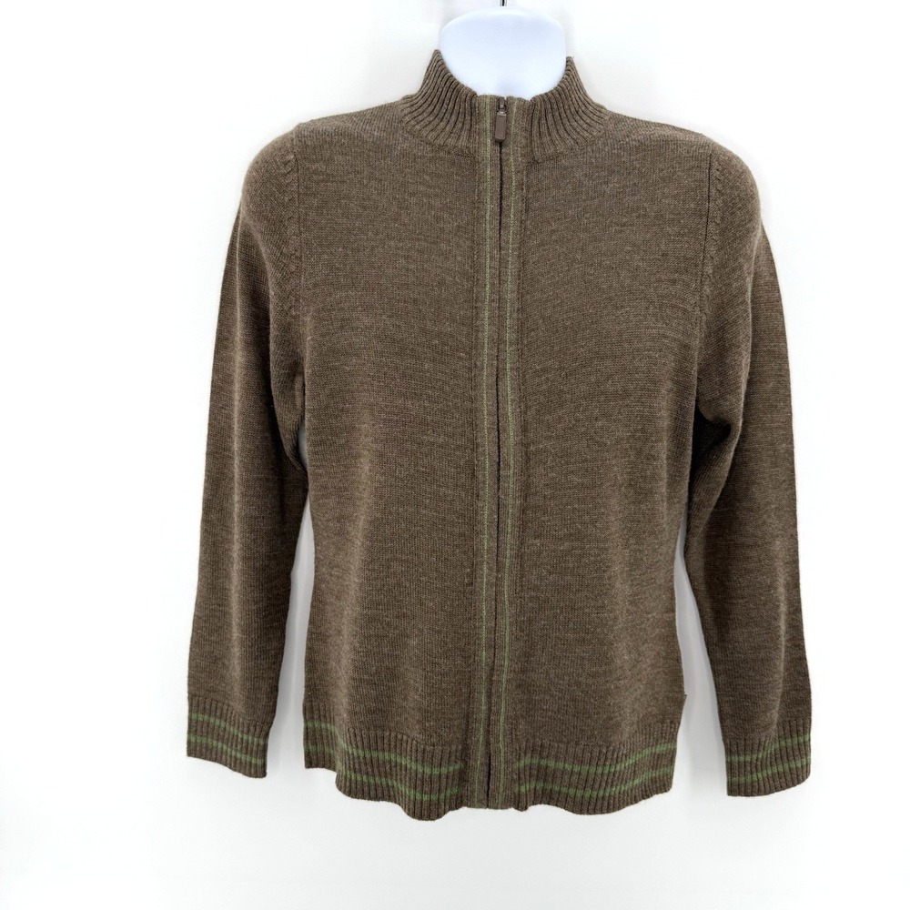 Woolrich Women's Size S Full Zip Wool-Blend Sweater Java Brown